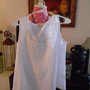 Sleeveless Boho Linen Top Made In Italy S - M Fit - 100% Linen